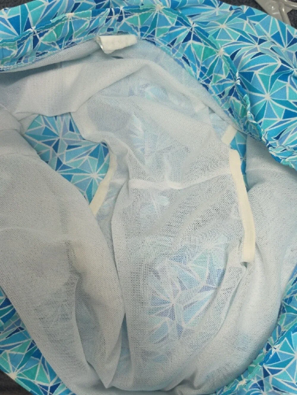 Peter Millar Light Blue Geometric Swim Trunks